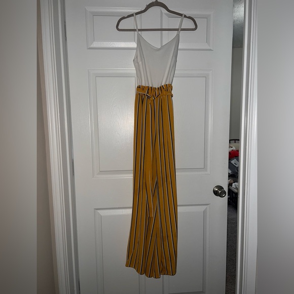 For Love And Lemons White and Yellow Striped Jumpsuit - Picture 1 of 4